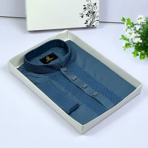 Premium Embroidered Panjabi Ash Color