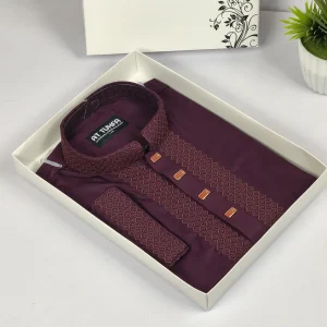 Premium Embroidered Panjabi Purple Color